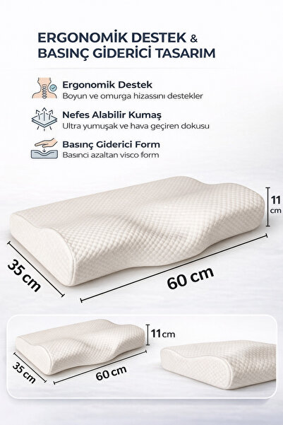 Arnee Ortopedik Boyun Yastığı Boyun Ağrıları İçin Özel Tasarım 60x35x11/7 cm