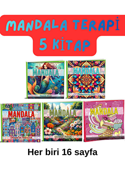 GÖNÜL YAYINCILIK Mandala Boyama Kitabı 5 Kitap 7'den 77'ye Renklerle Dans