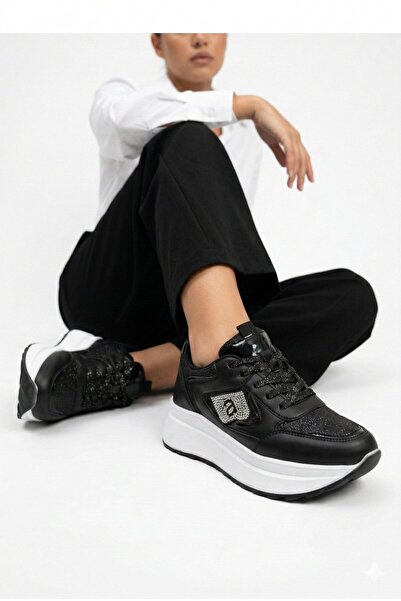 Slipcat Stoned Sparkling Trend 5 cm Platform Women's Sneakers Thick Sole Spor...