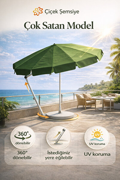 Çiçek Şemsiye Eğilebilir Plaj ,havuz ,bahçe ,balkon Şemsiyesi Branda Kumaş 2 ...