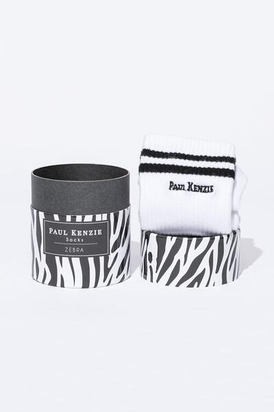 Paul Kenzie Motley Socks جوارب تنس طويلة مطرزة للجنسين - حمار وحشي