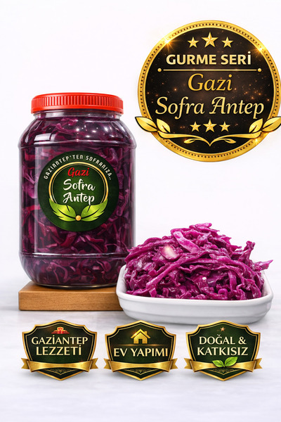 gazisofraantep Kırmızı,Mor Lahana Turşusu 2 lt-Doğal, Katkısız, Çıtır Lezzet