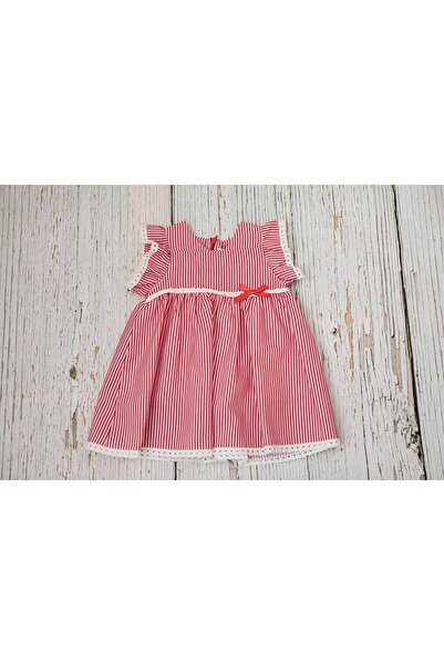 Miniworld Baby Rochita fetite din bumbac, casual, model cu dungi, Rosu