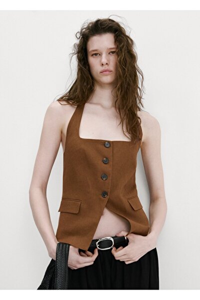 MANGO Woman Keten takım yelek