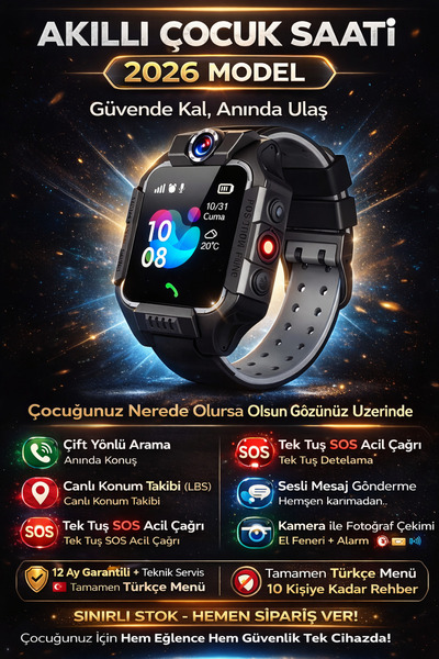 TEKNOLOGİEST Akıllı Çocuk Takip Saati, Konumlu Sim Kartlı Arama, Kameralı
