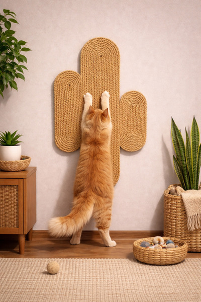 Naspar 100% Organic Straw Jute Rope Stitched Cat Scratching Mat Natural Non-D...