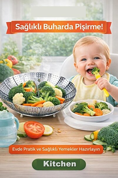 Kitchen Live Buharda Pişirme Sepeti Sebze Haşlama Aparatı Katlanabilir Pratik...