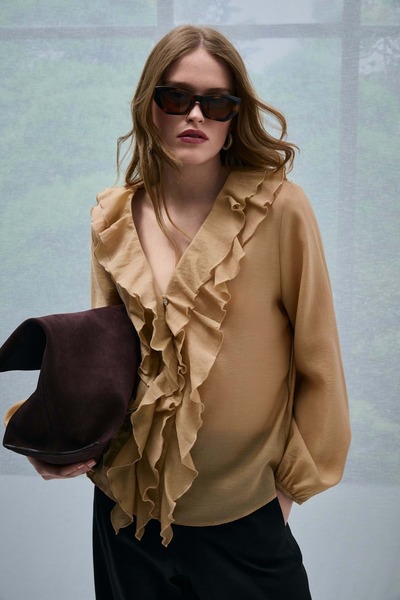 Lufian 121280009 Jessica Kadın Gömlek CAMEL