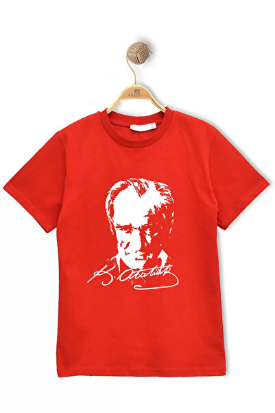 Alme تي شيرت للأطفال بأكمام قصيرة مطبوع عليه ATATURK (يُنصح بعمر سنة واحدة أكثر)