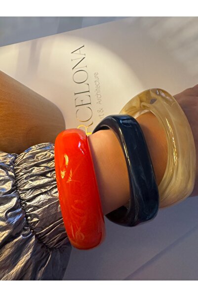 Xui Trend Marka (Zra) Model Reçine Kemik Bileklik- Nar Çiçeği Rengi 1 Adet 7,5cm