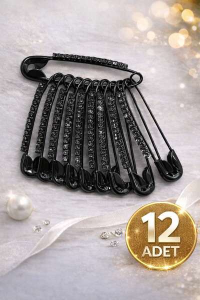 MODA Taş Detaylı Çok Amaçlı Çengelli İğne – Siyah