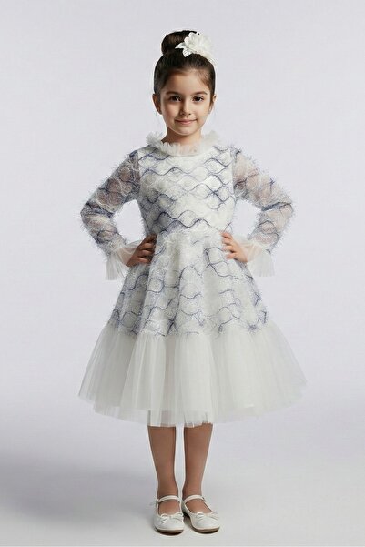 s.t. sebat tekstil Κοριτσίστικο φόρεμα με βολάν από τούλι για ειδικές περιστά...