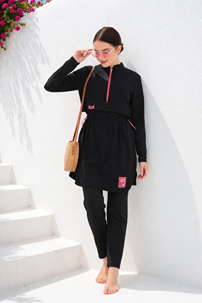 MAG FASHİON ملابس سباحة للحجاب مغطاة بالكامل مكونة من 4 قطع مقاس كبير - بوركيني