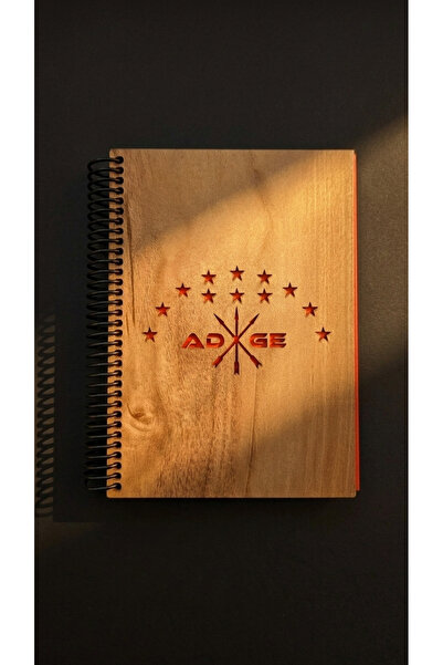 AdenDekor Adige Çerkes Bayrağı Kesimli Ahşap Kapaklı Defter, Günlük, Anı deft...