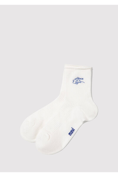Mavi Бродирани бели чорапи Кроасан 1913816-620