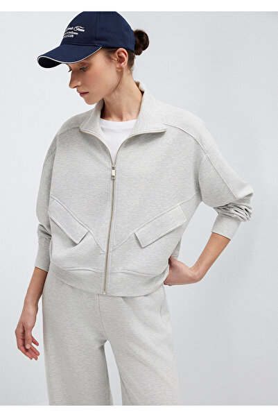 Mavi Graues Sweatshirt mit Stehkragen und Reißverschluss 1S10506-83096