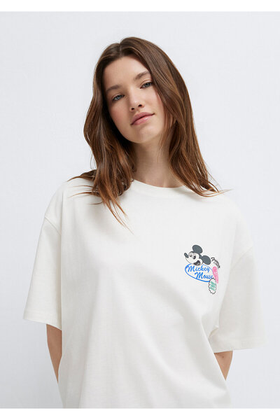 Mavi تي شيرت ميكي ماوس مطبوع إكرو مقاس كبير / قصة واسعة 1614039-70057
