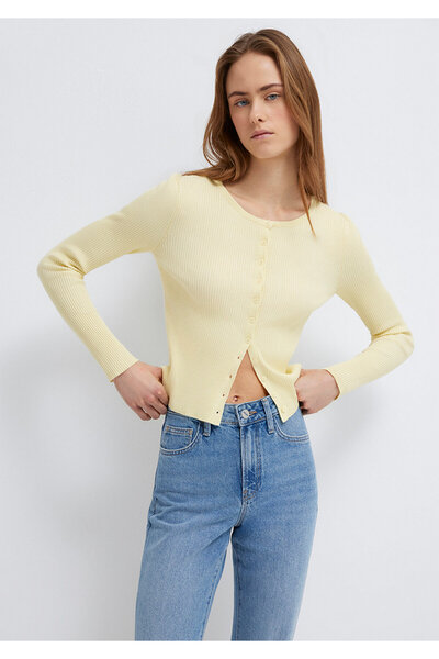 Mavi Gelbe Strickjacke im figurbetonten Schnitt 1710846-71305