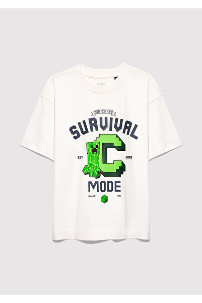 Mavi Тениска Minecraft с принт, екрю, овърсайз / широка кройка 6610433-70057