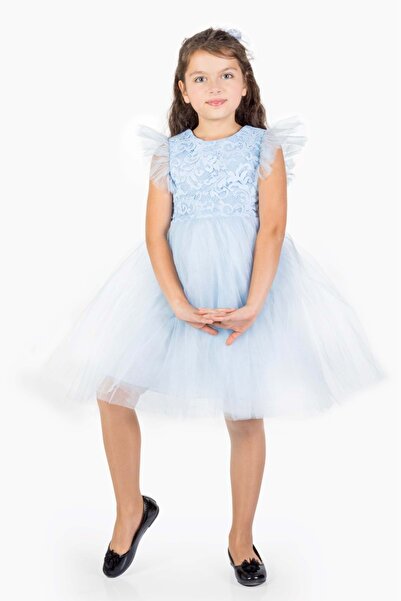 s.t. sebat tekstil Rochie pentru fete Rz dantelă SB546 ALBASTRU BEBE