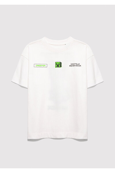 Mavi Тениска Minecraft с принт, екрю, овърсайз / широка кройка 6610435-70057