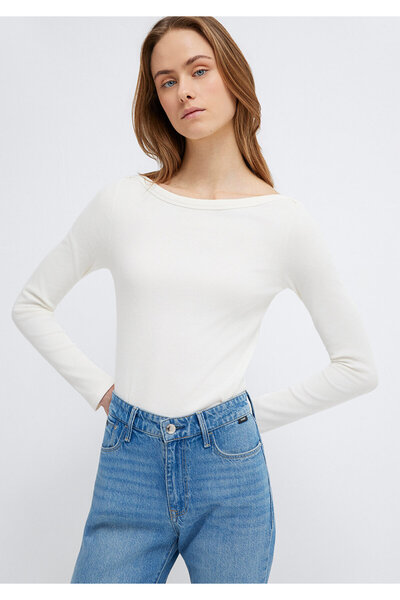 Mavi Long Sleeve Ecru Basic T-Shirt Slim Fit / Slim Fit 1613622-80194