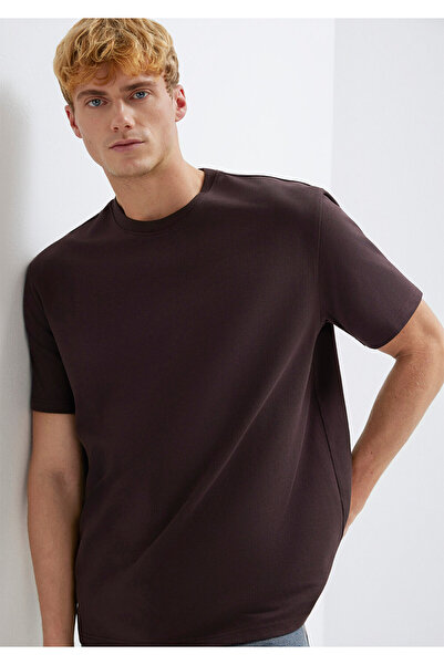 Mavi Braunes Basic-T-Shirt mit Rundhalsausschnitt, lockerer Schnitt / bequeme...