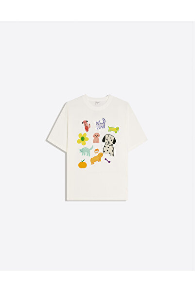 Disante Γυναικείο μπλουζάκι Pet Parade με στάμπα, λαιμόκοψη ποδηλάτου, oversi...