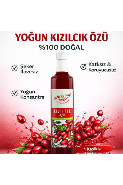 NATURES FOOD Kızılcık Özü 700gr | Katkısız, Şeker İlavesiz, Antioksidan Kayna...