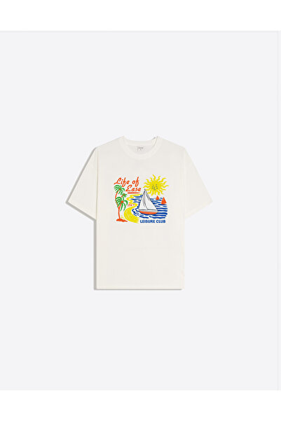 Disante Дамска тениска с надпис  "Life of Ease ", с кръгло деколте, овърсайз,...