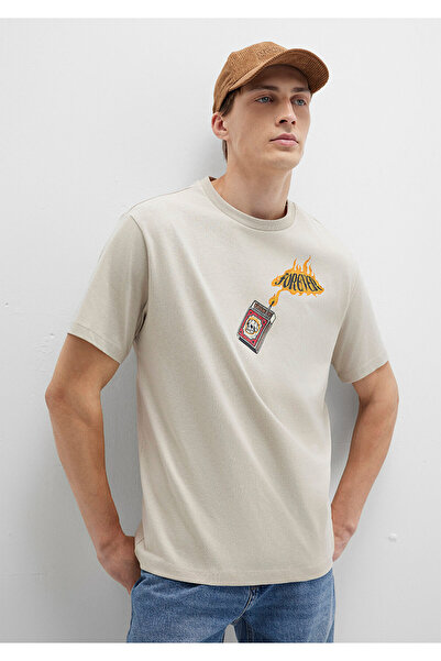 Mavi Forever Εκτυπωμένο Μπεζ T-Shirt Loose Fit / Χαλαρή Άνετη Κοπή 0612930-70322