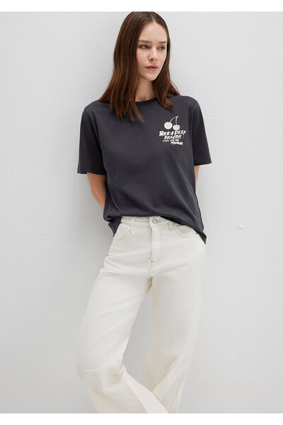 Mavi Bedrucktes Anthrazit-T-Shirt Regular Fit / Normaler Schnitt 1613484-70087