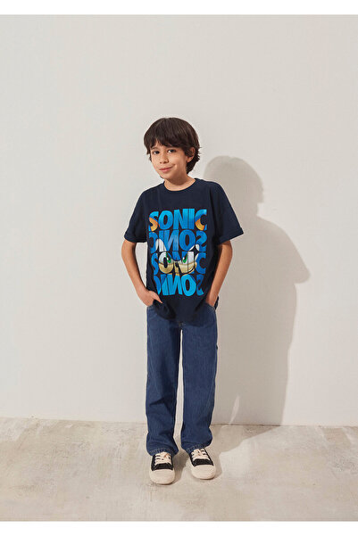 Mavi Sonic Εκτυπωμένο Σκούρο Μπλε Τ-Shirt Oversize / Φαρδιά Κοπή 6610307-70490