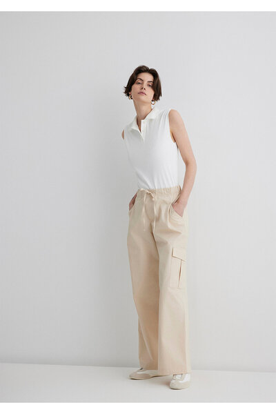 Mavi Beige Cargo Pants with Lace-Up Waist 1011078-70003