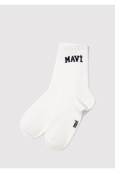 Mavi Logo Printed White Socks 1912726-23248