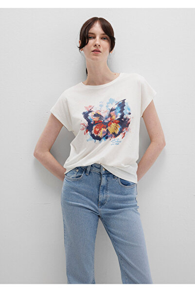 Mavi Μπλουζάκι με στάμπα πεταλούδας εκρού κανονική εφαρμογή / κανονική εφαρμο...