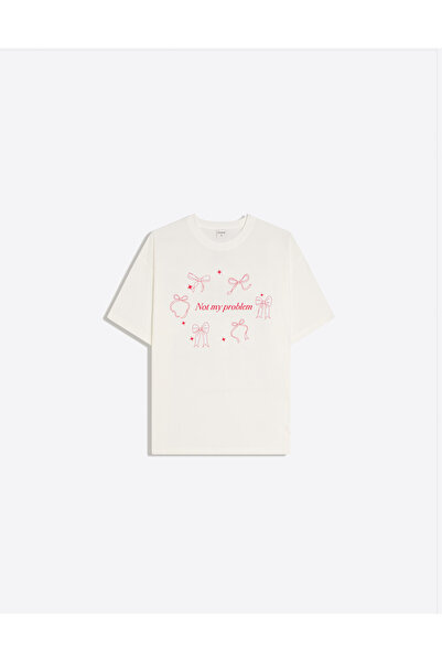 Disante Tricou pentru femei Not My Problem, cu imprimeu, cu gât rotund, supra...