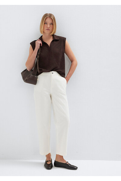 Mavi Pantaloni țesuți pentru femei M 1010649   Alb murdar