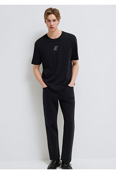 Mavi Pro Logo Baskılı Siyah Tişört Loose Fit / Bol Rahat Kesim 0612189-900