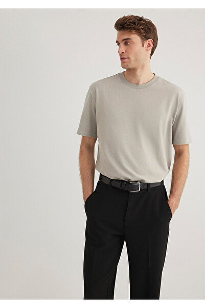 Mavi Bisiklet Yaka Gri Basic Tişört Loose Fit / Bol Rahat Kesim 0611596-70100