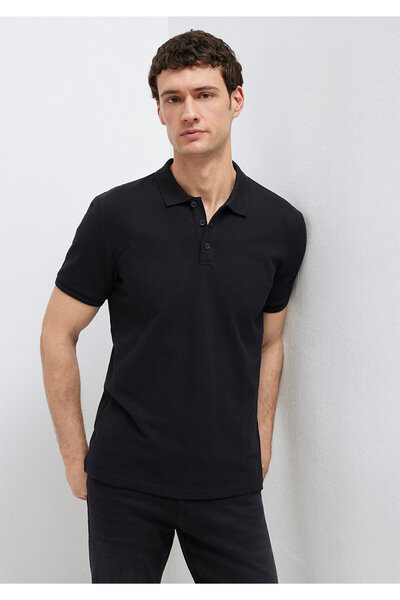 Mavi Schwarzes Polo-T-Shirt Slim Fit / Schmaler Schnitt 064946-21842