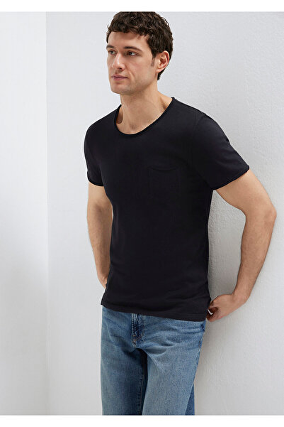 Mavi Schwarzes tailliertes T-Shirt - Nähte und Taschendetails, taillierter Sc...