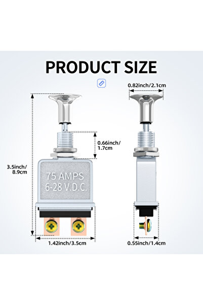 Choice 75A Push Pull Switch 2PCS Push Pull Switch Heavy Duty 75 Amp Pull Swit...