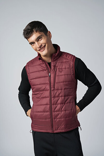 bilcee Унісекс бордовий жилет без рукавів на блискавці з кишенями 1268