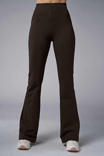 bilcee Γυναικείο καφέ ψηλόμεσο παντελόνι φλαρέ τύπου sweatpants της μάρκας Pe...