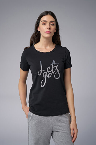 bilcee Червена черна тениска с брокат, модел 4178