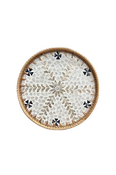 Renesse Home Aswan Handmade Rattan Tray 30 cm – Natural Wicker Presentation T...