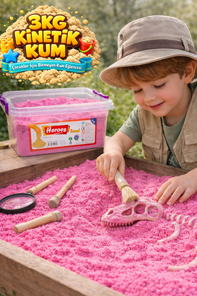 HEROES 3 Kg Pembe Kinetik Kum (İdeal Boy) - Akışkan ve Leke Yapmayan Eğitici ...