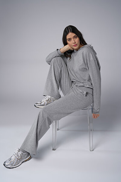 bilcee Set de pantaloni de damă, gri Melange Stone, cu imprimeu 4043