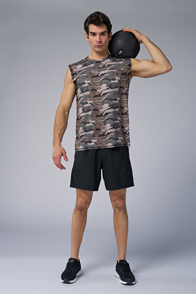 bilcee Men's Beige Camouflage Deep Sleeve Training Undershirt 4094